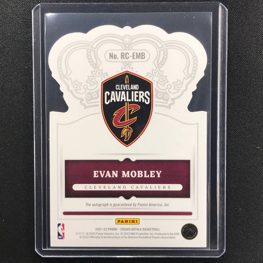 2021-22 Crown Royale Evan Mobley Rookie Crown Autographs Die-cut Red 21/49
