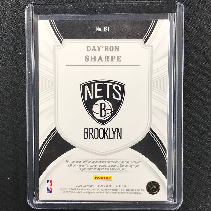 2021-22 Crown Royale Dayron Sharpe Rookie Silhouettes Patch Auto Prime 23/25