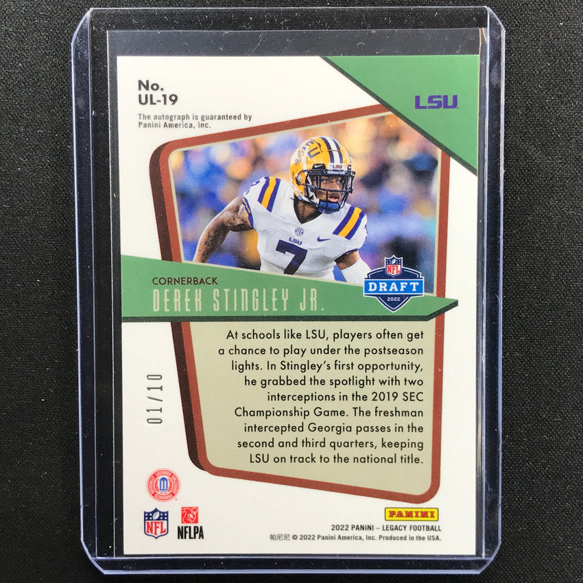 2022 Legacy Derek Stingley Jr. Under The Lights Rookie Auto Yellow Diamond 1/10