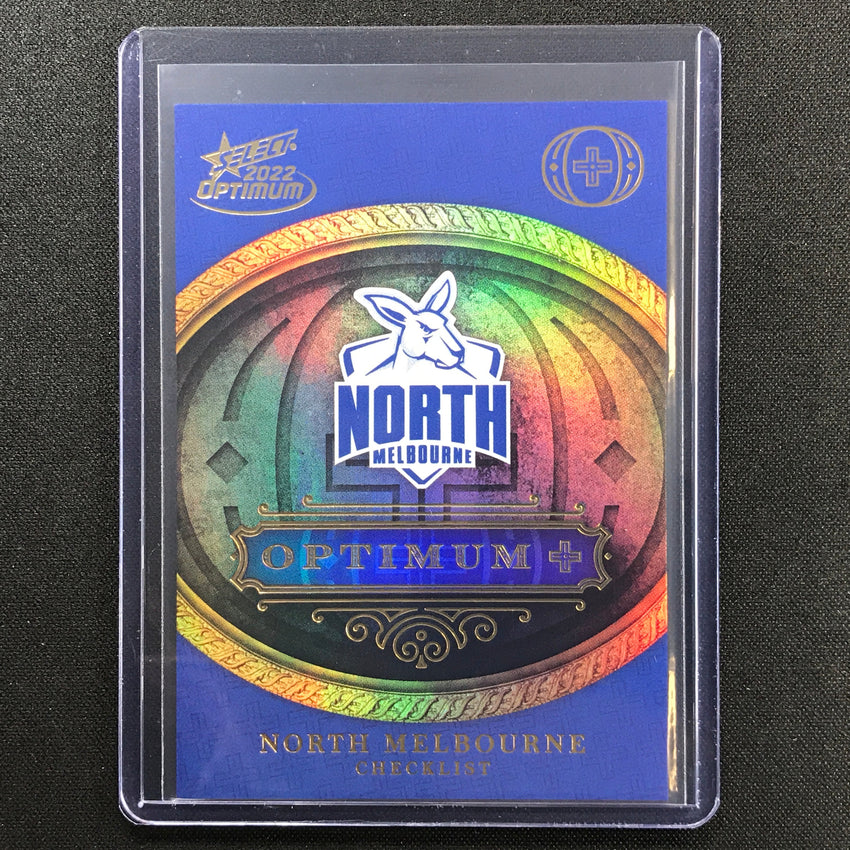 2022 Select Optimum North Melbourne Kangaroos Checklist Optimum+ Parallel 35/115