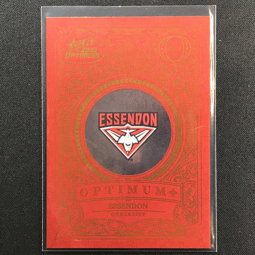 2022 Select Optimum Essendon Bombers Checklist Optimum+ 120/450