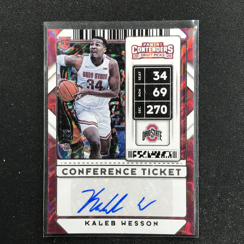 2020 Contenders Draft Picks KALEB WESSON Conference Ticket Auto 62/99-Cherry Collectables