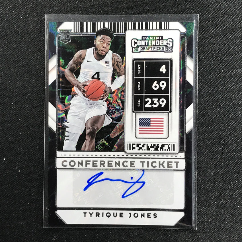 2020 Contenders Draft Picks TYRIQUE JONES Conference Ticket Auto 44/99-Cherry Collectables