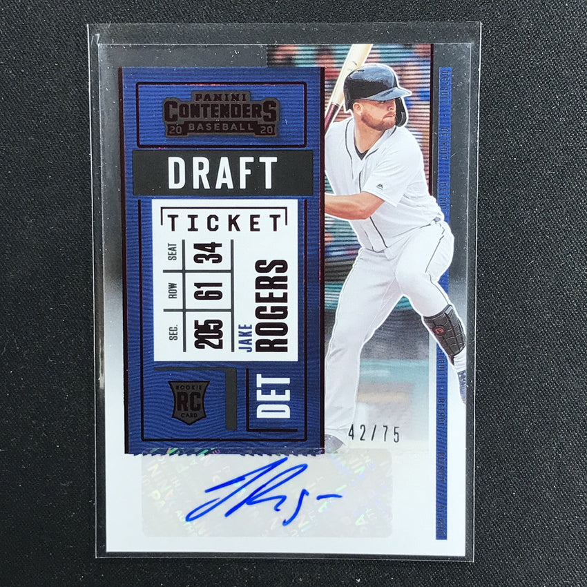 2020 Contenders JAKE ROGERS Draft Ticket Auto Red 42/75-Cherry Collectables