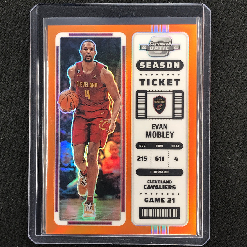 2022-23 Contenders Optic Evan Mobley Season Ticket Orange 12/49