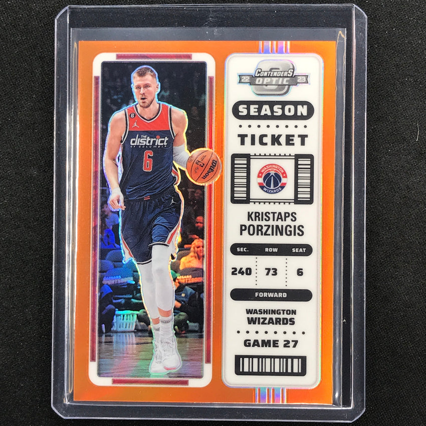 2022-23 Contenders Optic Kristaps Porzingis Season Ticket Orange 6/49