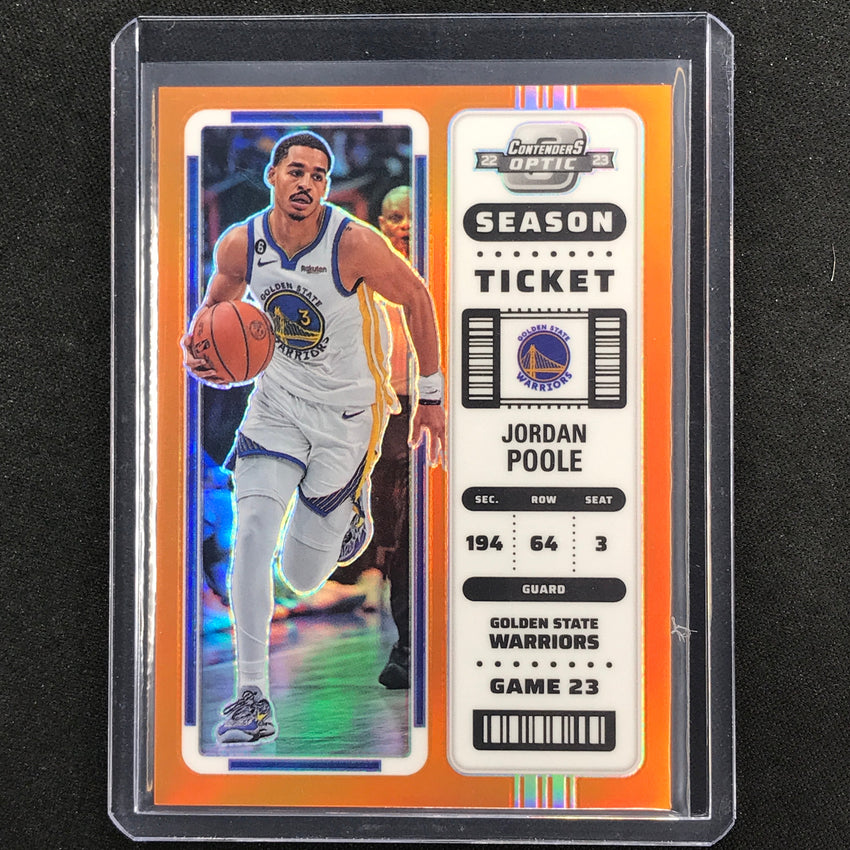 2022-23 Contenders Optic Jordan Poole Season Ticket Orange 19/49