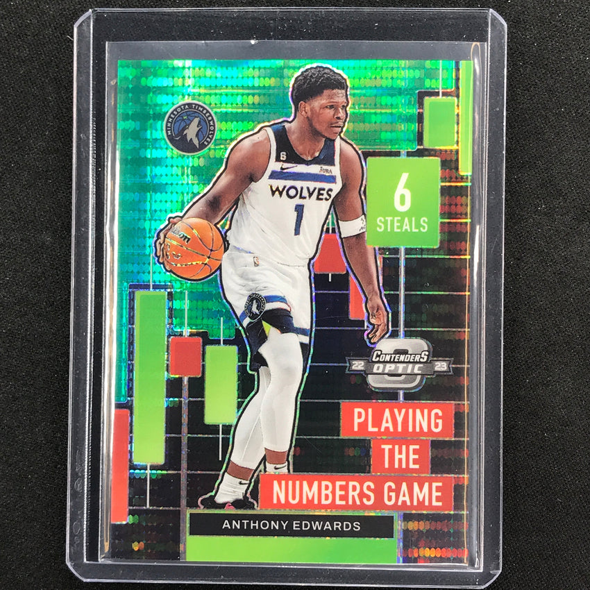 2022-23 Contenders Optic ANTHONY EDWARDS Playing Numbers Game Green Pulsar 18/25