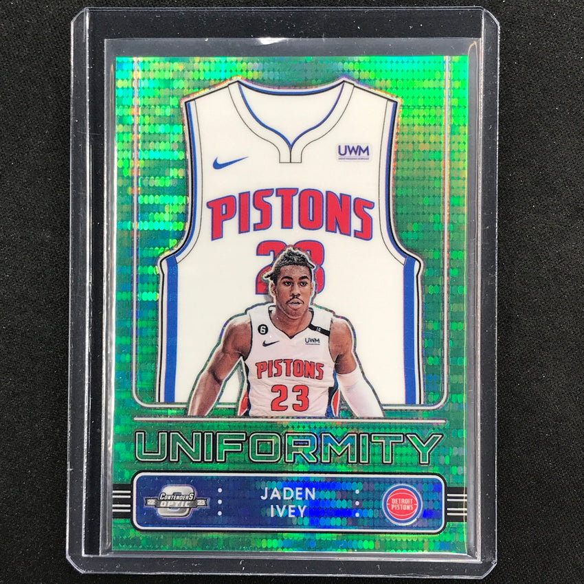 2022-23 Contenders Optic Jaden Ivey Uniformity Rookie Green Pulsar 25/25