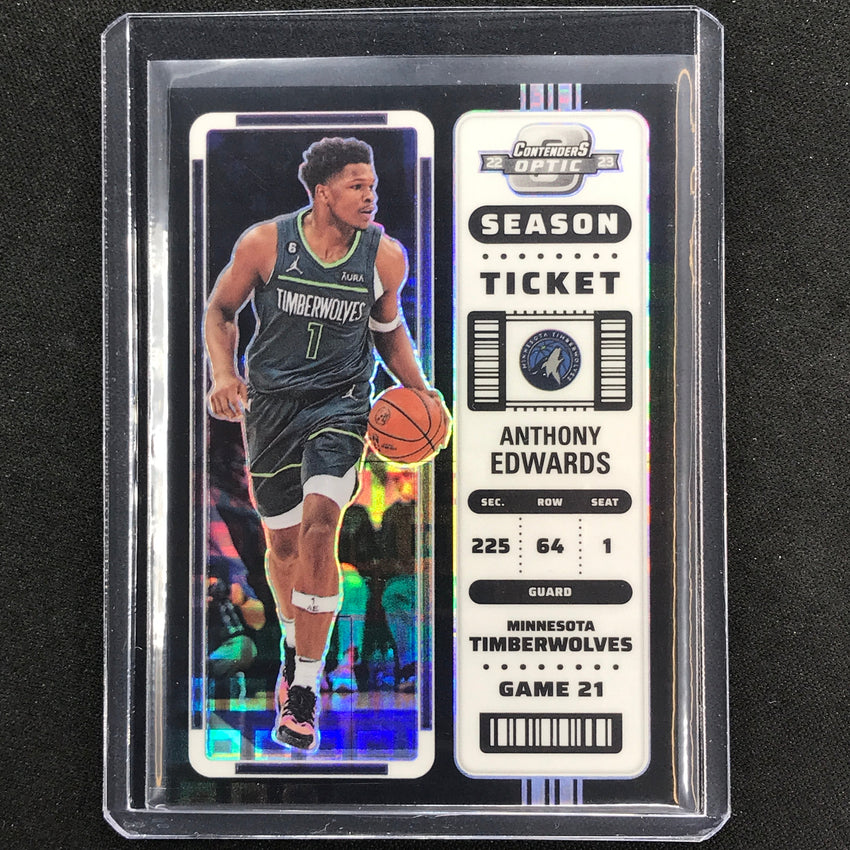 2022-23 Contenders Optic ANTHONY EDWARDS Season Ticket Black Pandora SSP #50