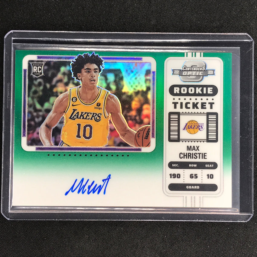 2022-23 Contenders Optic Max Christie Variation Rookie Ticket Auto Green 74/75