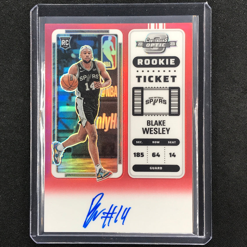2022-23 Contenders Optic Blake Wesley Rookie Ticket Auto Red 35/99