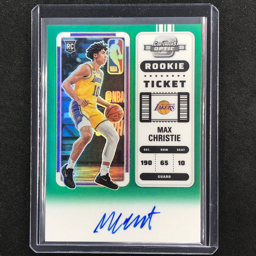 2022-23 Contenders Optic Max Christie Rookie Ticket Auto Green 64/75