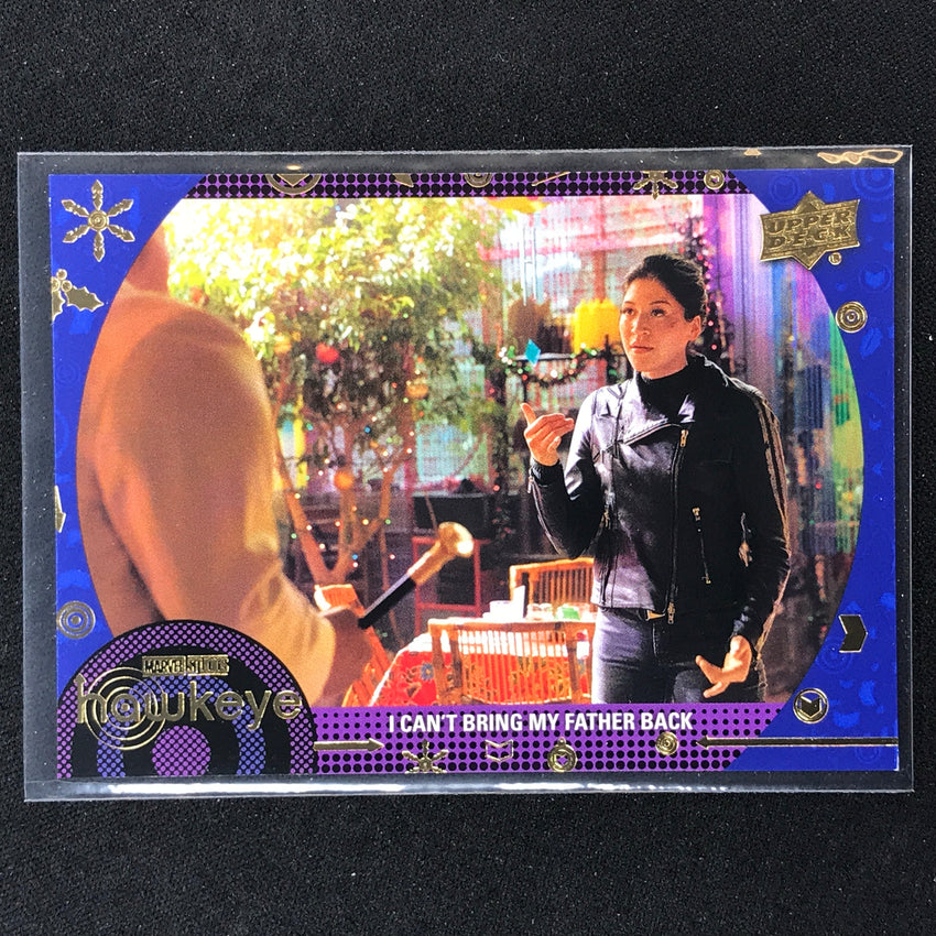 2023 Marvel Hawkeye I Cant Bring My Father Back Base Blue 86/199 No 75