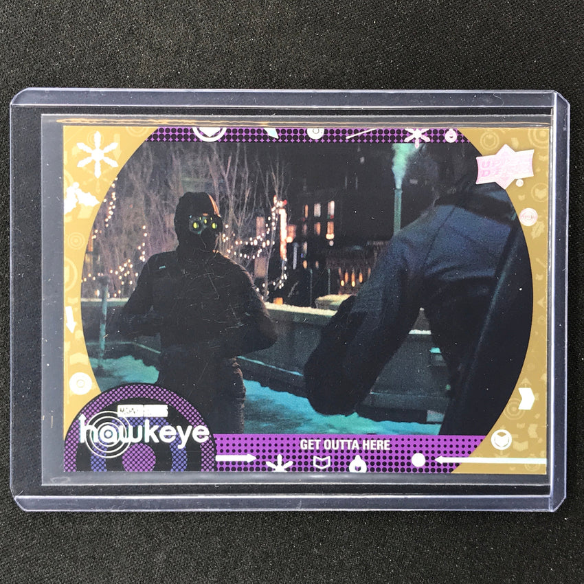 2023 Marvel Hawkeye Get Outta Here Base Gold 12/57