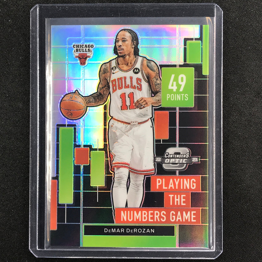 2022-23 Contenders Optic Demar Derozan Playing The Numbers Game Silver Prizm No 13
