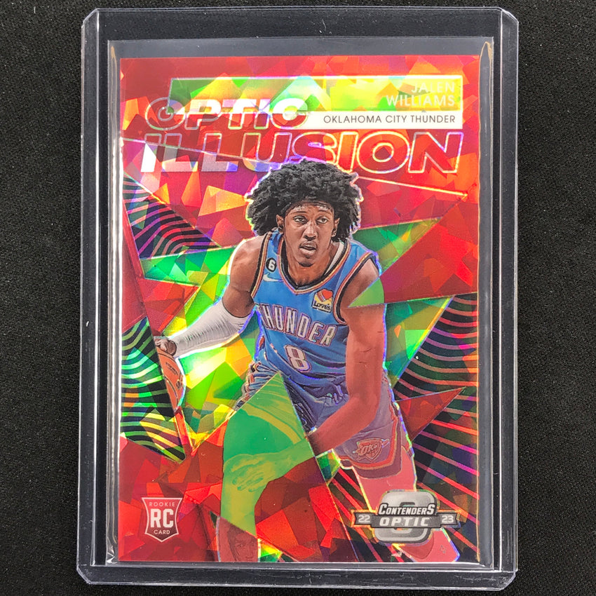 2022-23 Contenders Optic Jalen Williams Optic Illusion Rookie Red Cracked Ice No 1