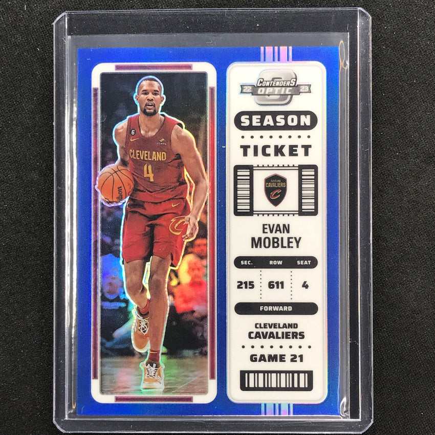 2022-23 Contenders Optic Evan Mobley Season Ticket Blue 30/99