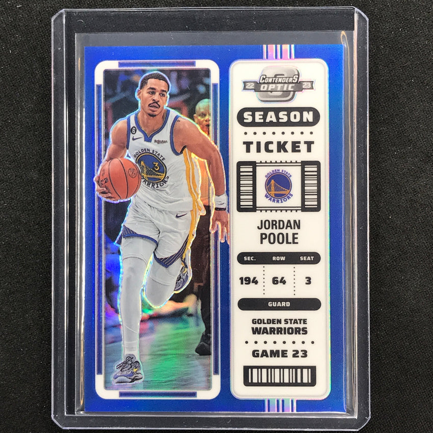 2022-23 Contenders Optic Jordan Poole Season Ticket Blue 31/99