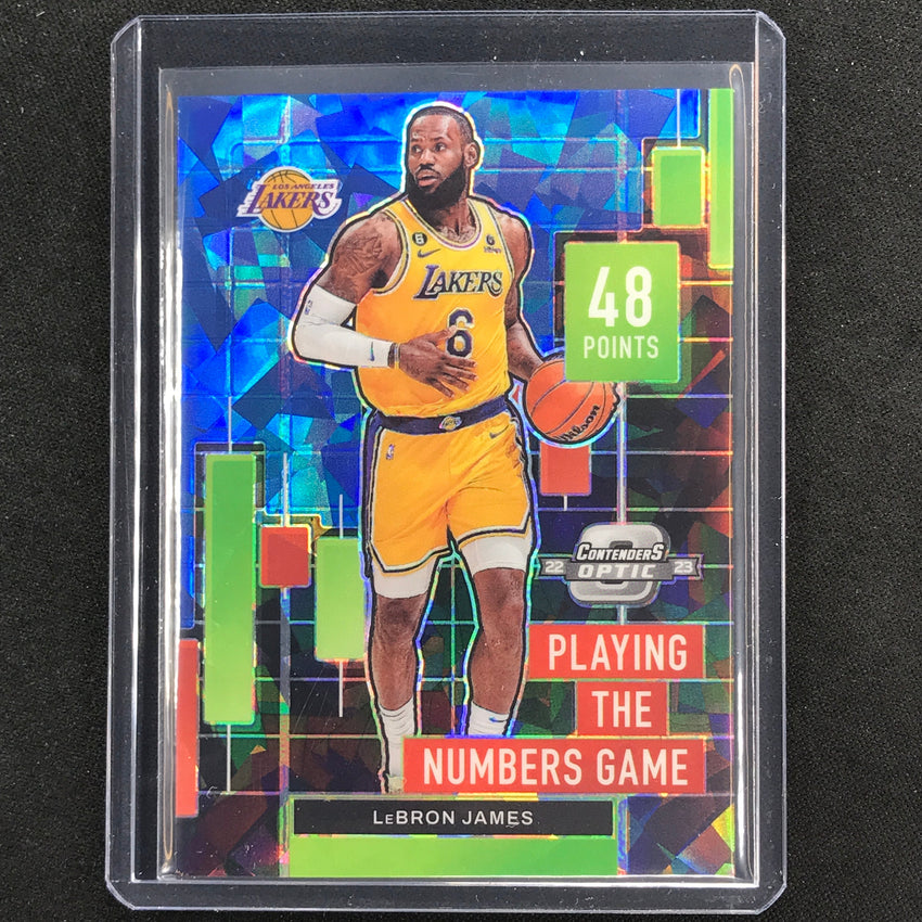 2022-23 Contenders Optic Lebron James Playing The Numbers Game Blue Ice 68/75
