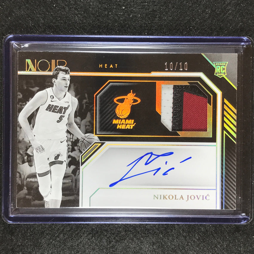 2022-23 Noir Nikola Jovic Rookie Patch Auto Black And White Gold 10/10