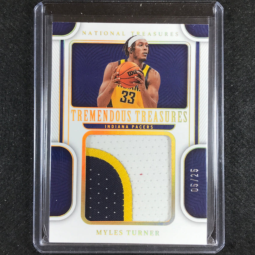 2022-23 National Treasures Myles Turner Tremendous Treasures Patch Prime 5/25