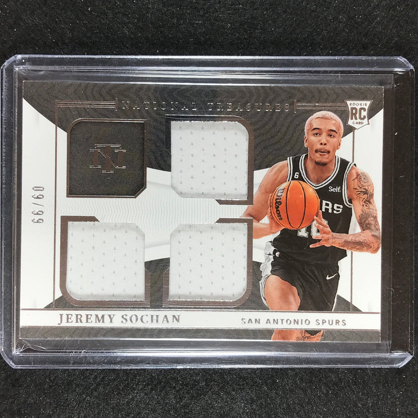 2022-23 National Treasures Jeremy Sochan Rookie Triple Jersey 9/99