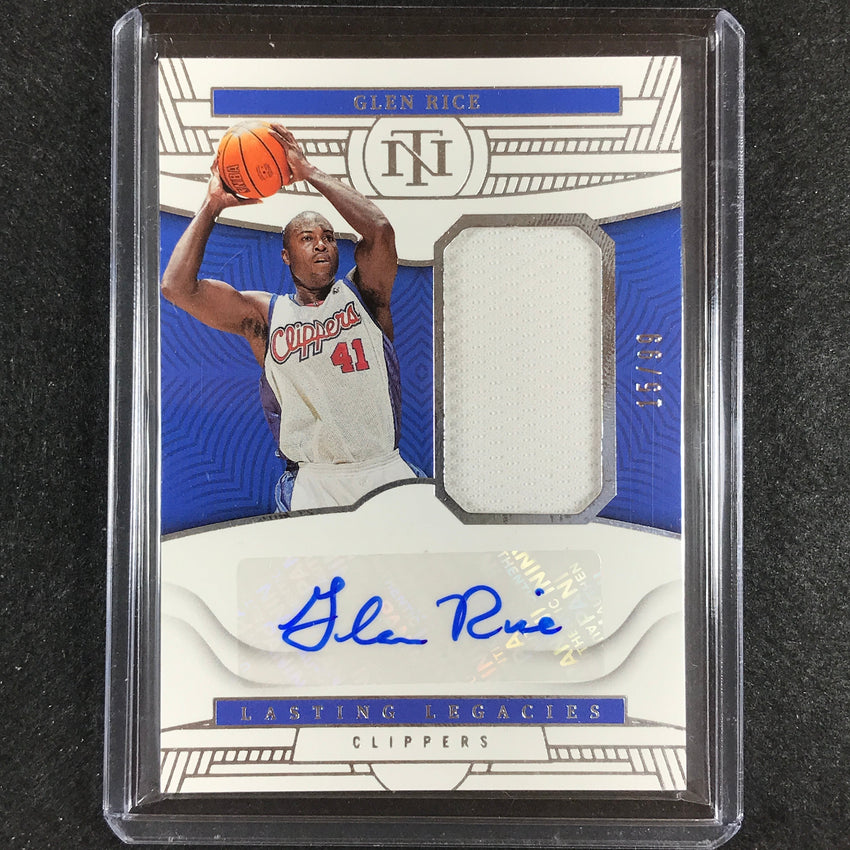 2022-23 National Treasures Glen Rice Lasting Legacies Jersey Auto 15/99