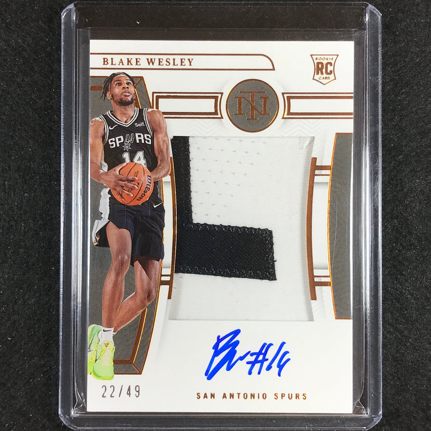 2022-23 National Treasures Blake Wesley Rookie Patch Auto Bronze 22/49