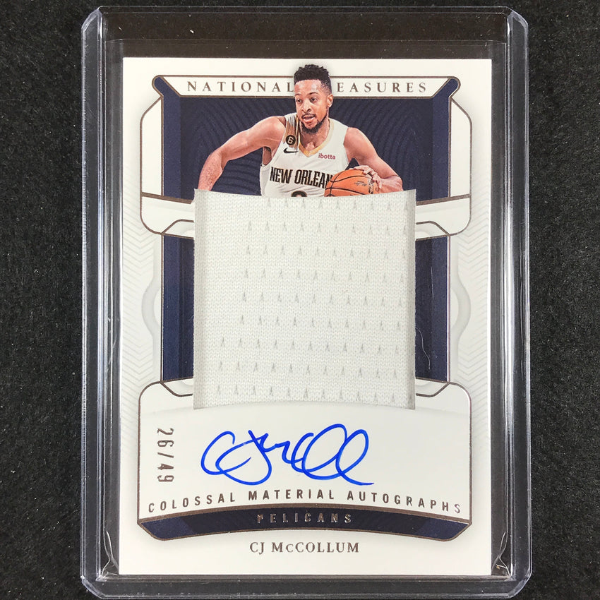 2022-23 National Treasures Cj Mccollum Colossal Material Jersey Auto 26/49