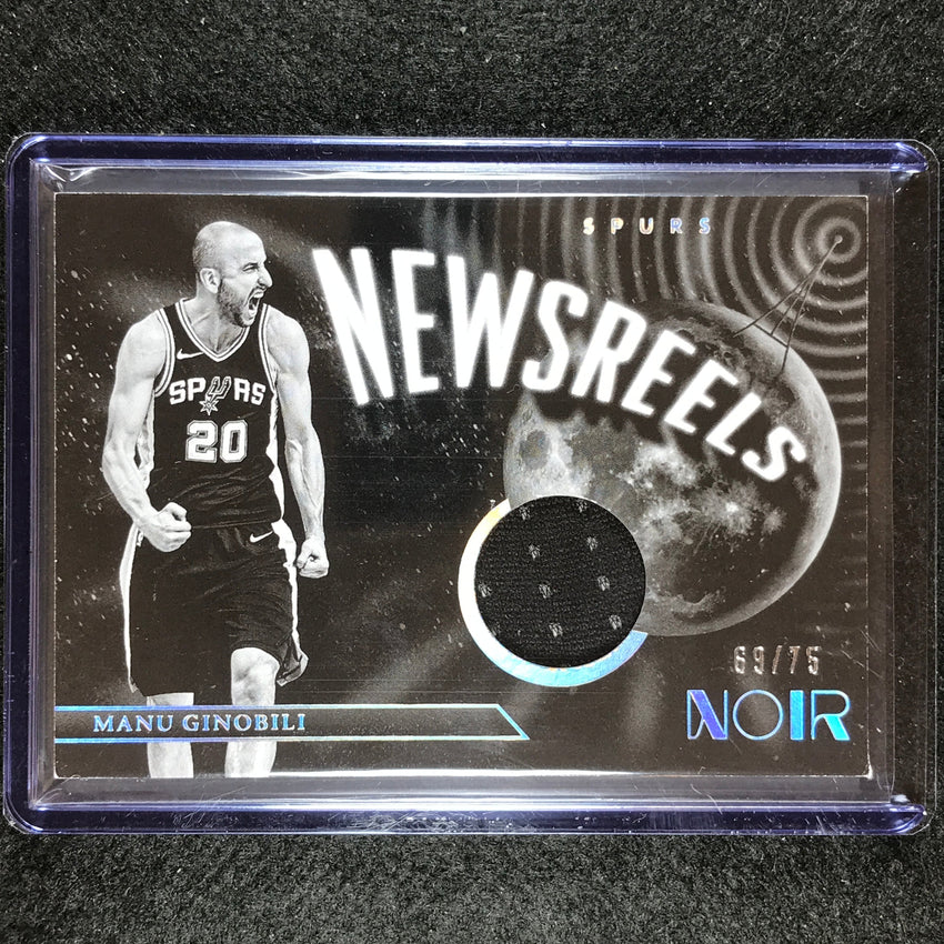 2022-23 Noir Manu Ginobili Newsreels Jersey 69/75