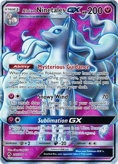 Alolan Ninetales GX - 205/214 - Full Art Ultra Rare - Lost Thunder-Cherry Collectables