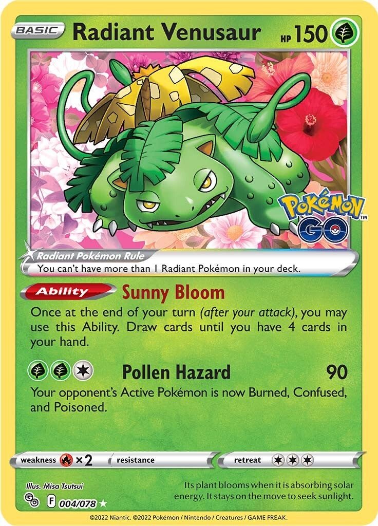 Radiant Venusaur - 004/078 - Radiant Rare Pokemon Go