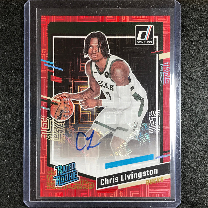 2023-24 Donruss Chris Livingston Rated Rookie Auto Choice Red 57/99