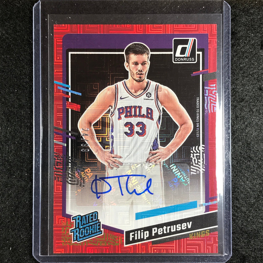 2023-24 Donruss Filip Petrusev Rated Rookie Auto Choice Red 24/99
