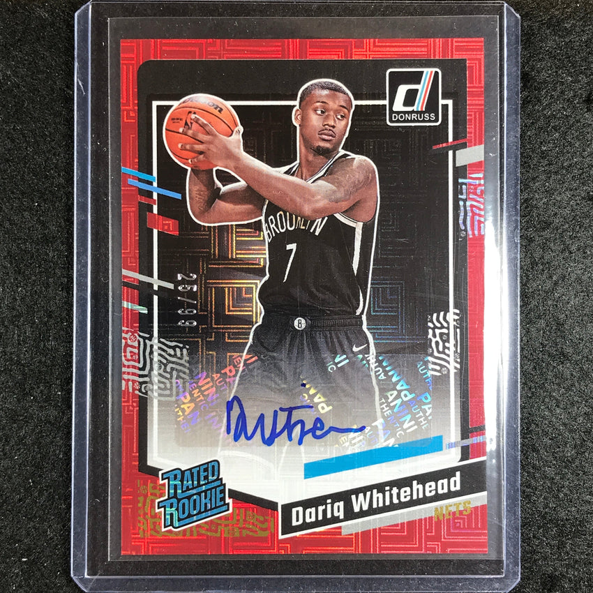 2023-24 Donruss Dariq Whitehead Rated Rookie Auto Choice Red 25/99