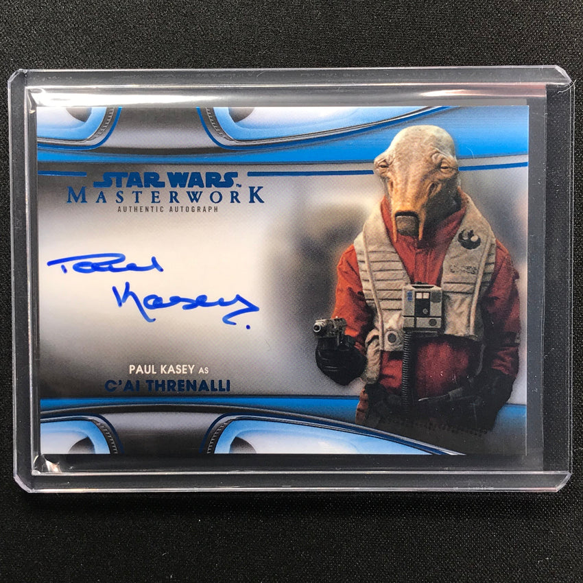2021 Star Wars Masterwork Paul Kasey As Cai Threnalli Autograph Blue 33/99