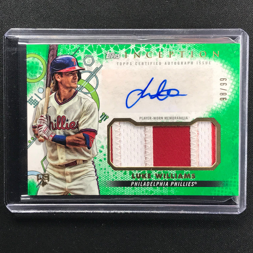 2022 Inception Luke Williams Autograph Patch Rookie Green 98/99
