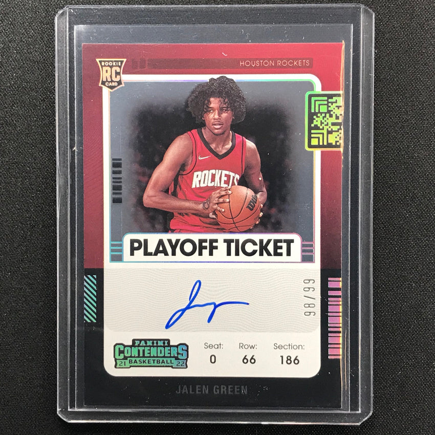 2021-22 Contenders Jalen Green Rookie Playoff Ticket Variation Auto 98/99