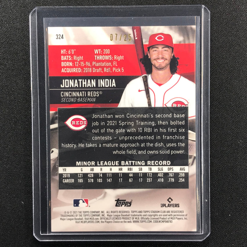 2021 Stadium Club Chrome Jonathan India Rookie Orange 7/25