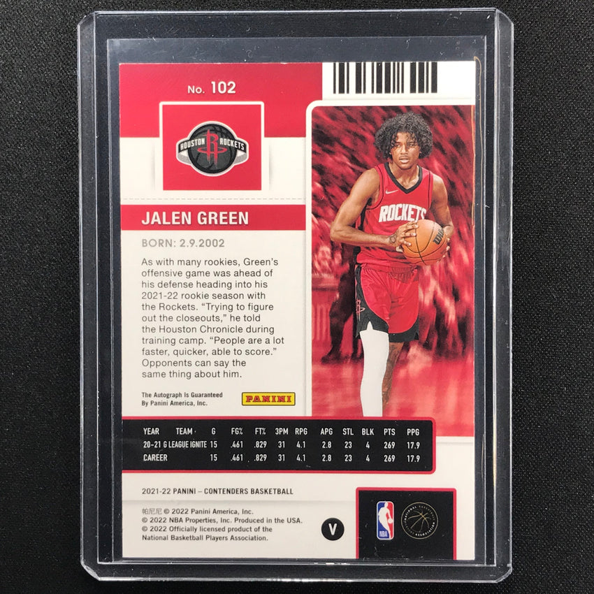 2021-22 Contenders Jalen Green Rookie Playoff Ticket Variation Auto 98/99