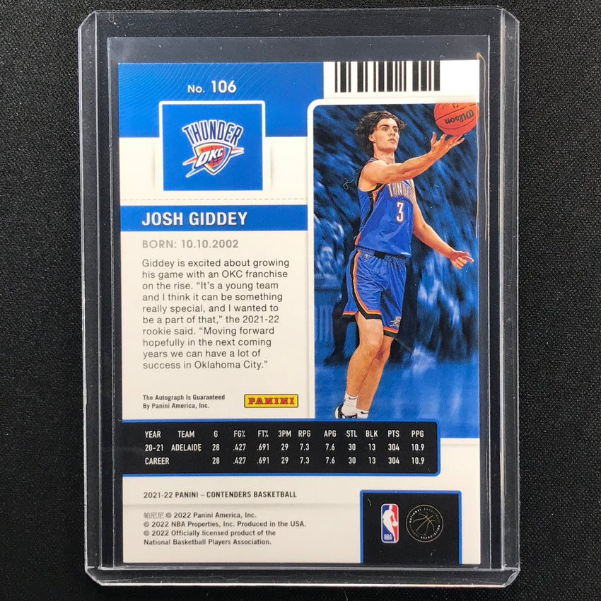 2021-22 Contenders Josh Giddey Rookie The Finals Ticket Auto 47/49