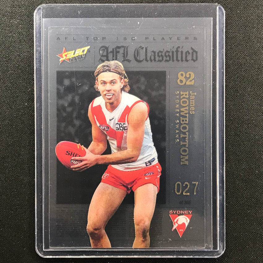 2023 Footy Stars James Rowbottom Afl Classified No 82 27/365