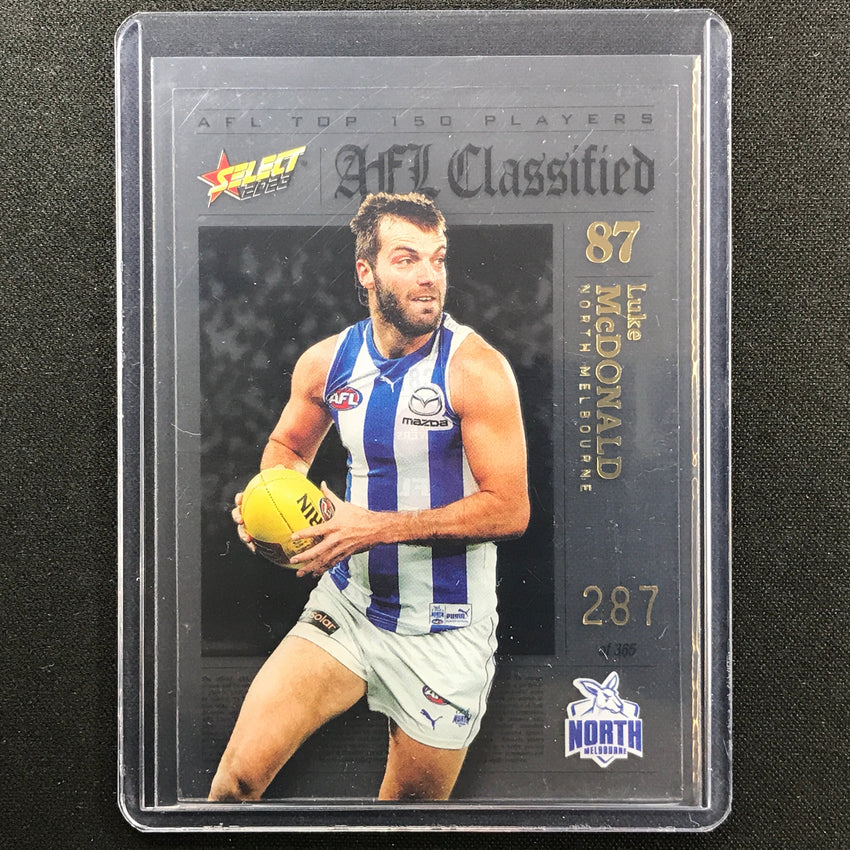 2023 Footy Stars Luke Mcdonald Afl Classified No 87 287/365