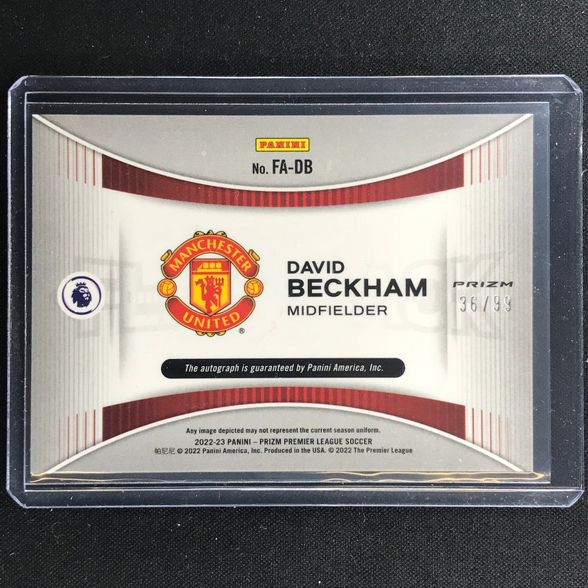2022-23 Prizm Epl David Beckham Flashback Auto Silver Prizm 36/99