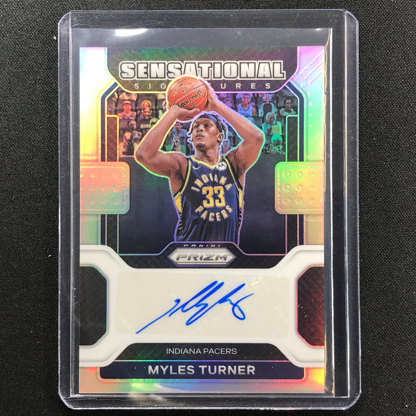 2021-22 Prizm Myles Turner Sensational Signatures Auto Silver No Mtn