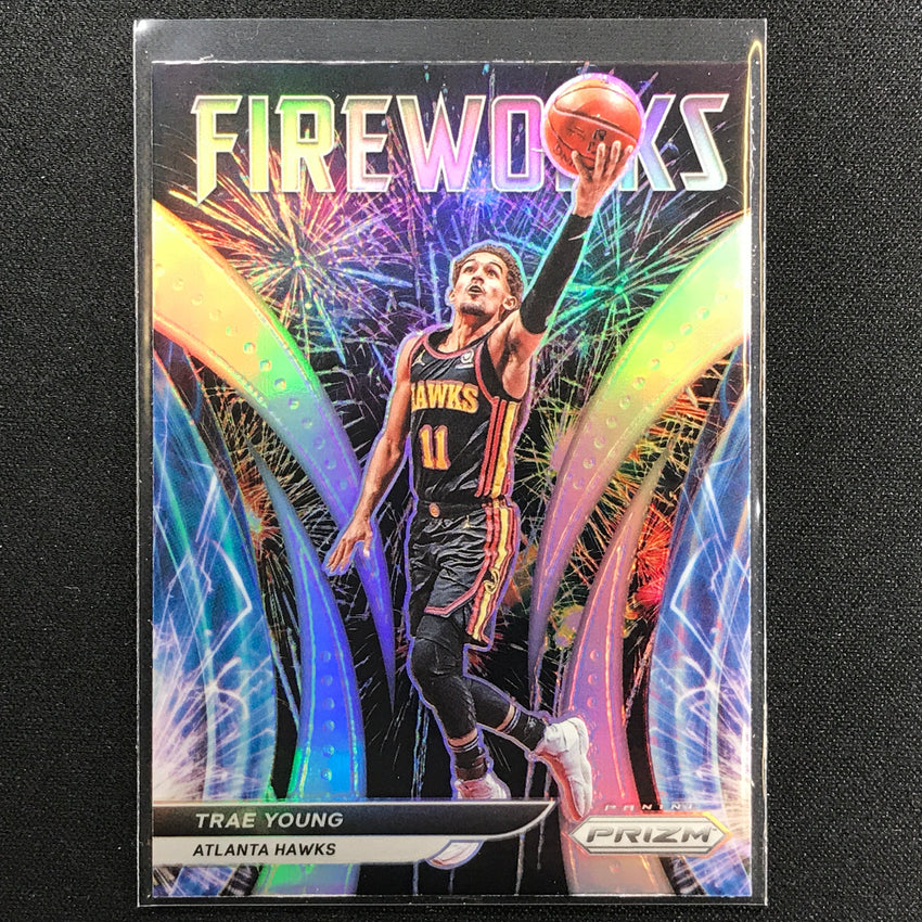 2021-22 Prizm Trae Young Fireworks Silver No 25