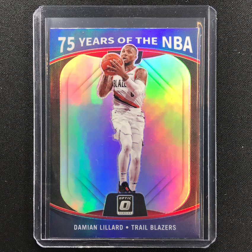 2021-22 Prizm Damian Lillard Donruss Optic Update 75 Years Of The Nba Silver No 27