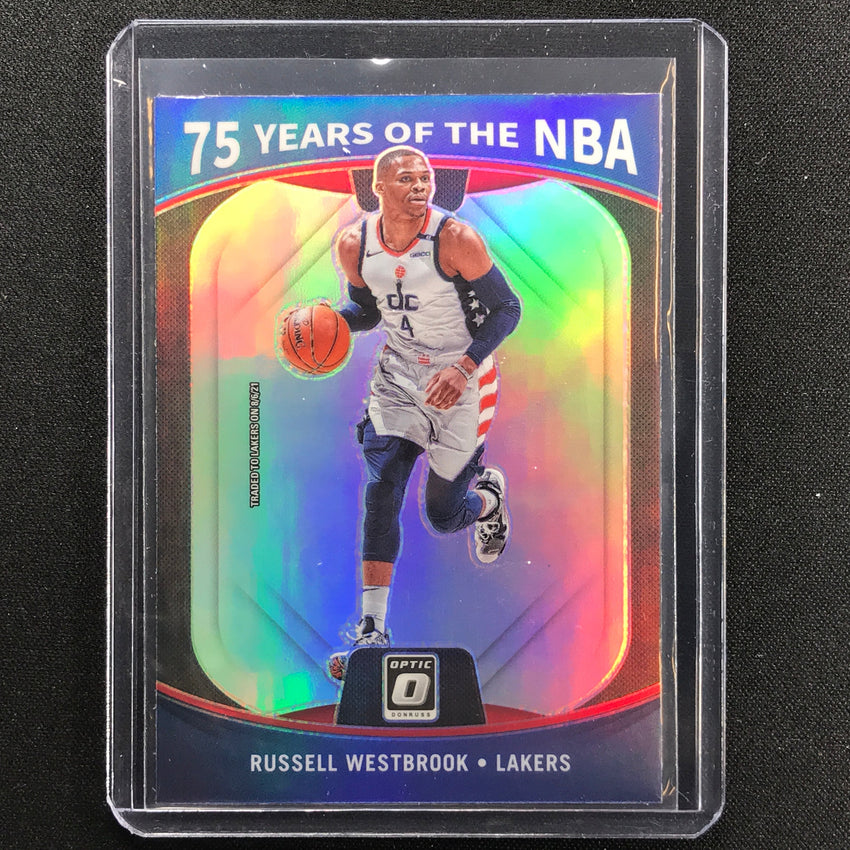 2021-22 Prizm Russell Westbrook Donruss Optic Update 75 Years Of Nba Silver No 30