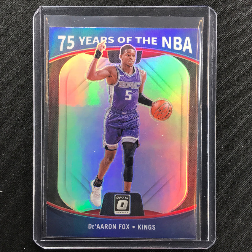 2021-22 Prizm Deaaron Fox Donruss Optic Update 75 Years Of The Nba Silver No 33